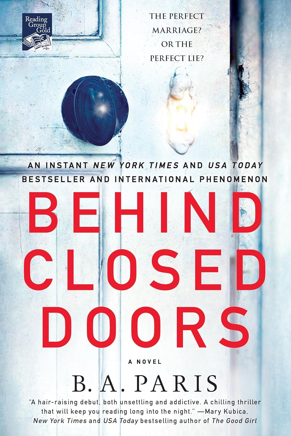 Book cover of 'Behind Closed Doors' by B.A. Paris with a door and lock illustration.