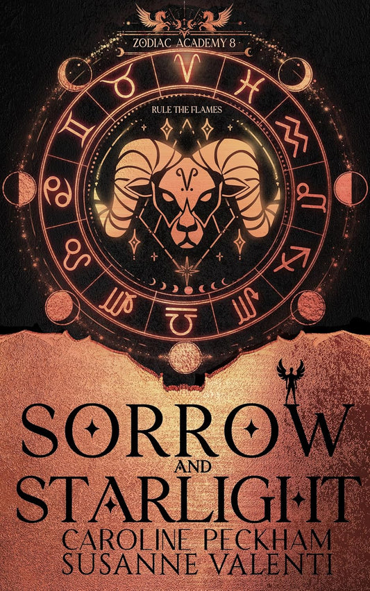 Book cover of 'Sorrow and Starlight' with zodiac design and text.