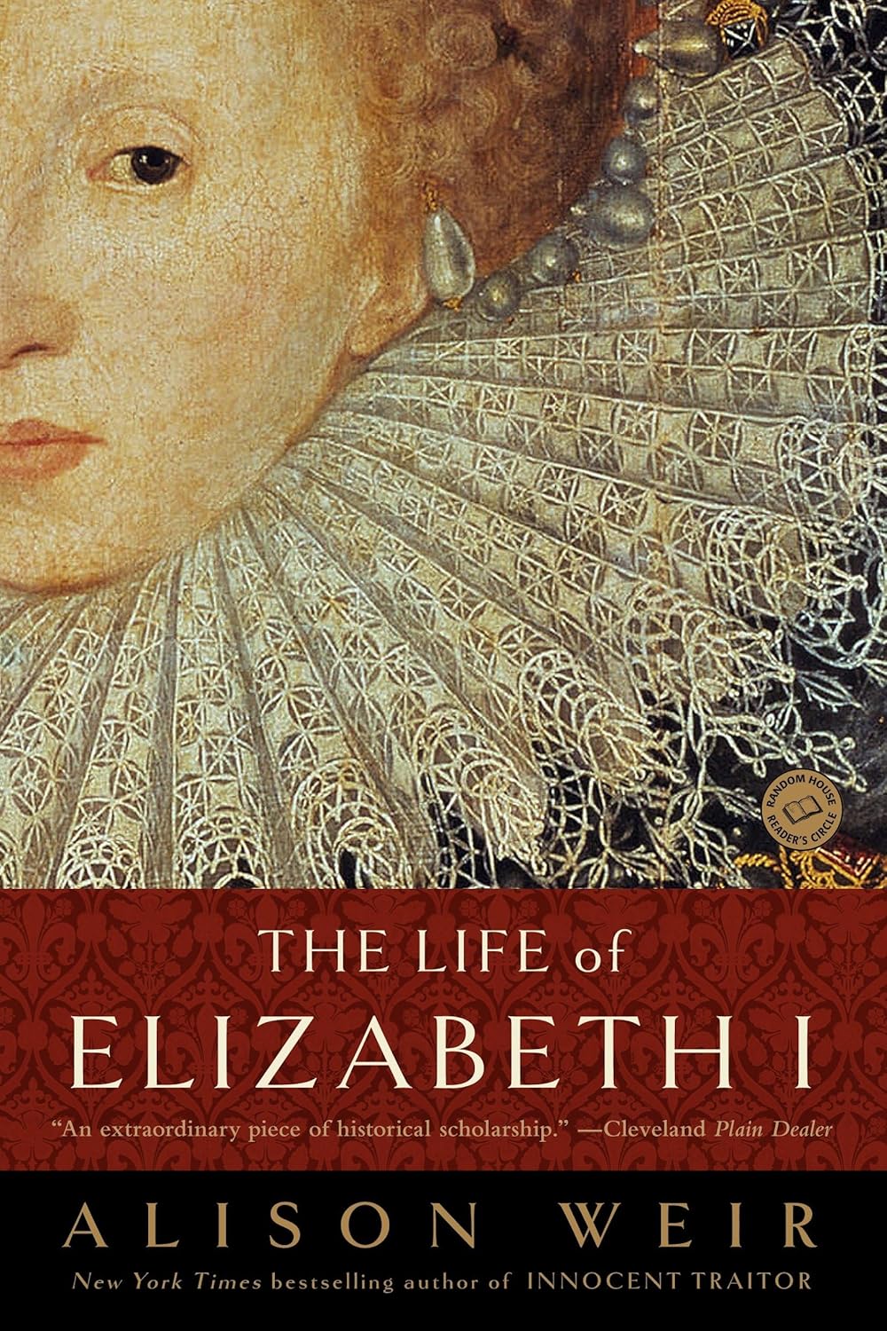 Book cover of 'The Life of Elizabeth I' by Alison Weir with a portrait of a woman in historical attire.