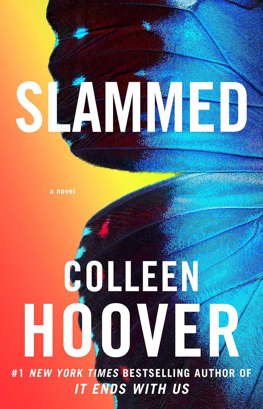 Book cover of 'Slammed' by Colleen Hoover with a butterfly wing design.