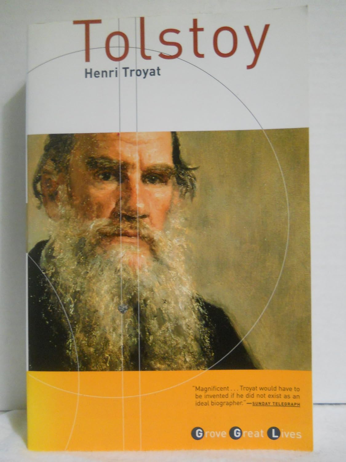Book cover of 'Tolstoy' by Henri Troyat with a portrait of a man on the cover.