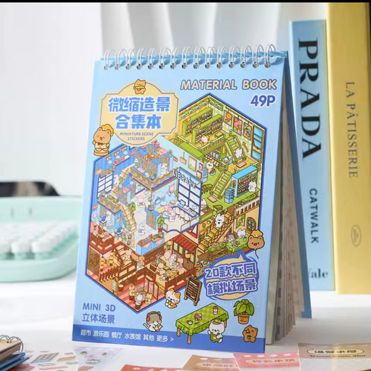 Creative Miniature Scene 3D Stereo Cabin Sticker Kidsren's Handmade Collage Material