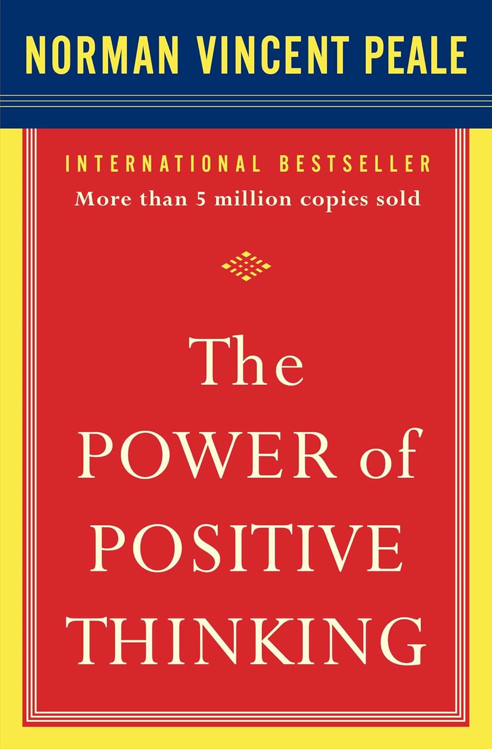 Book cover of 'The Power of Positive Thinking' by Norman Vincent Peale with a red and yellow design.