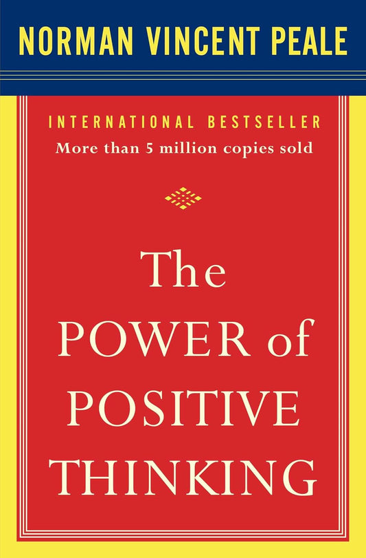 Book cover of 'The Power of Positive Thinking' by Norman Vincent Peale with a red and yellow design.