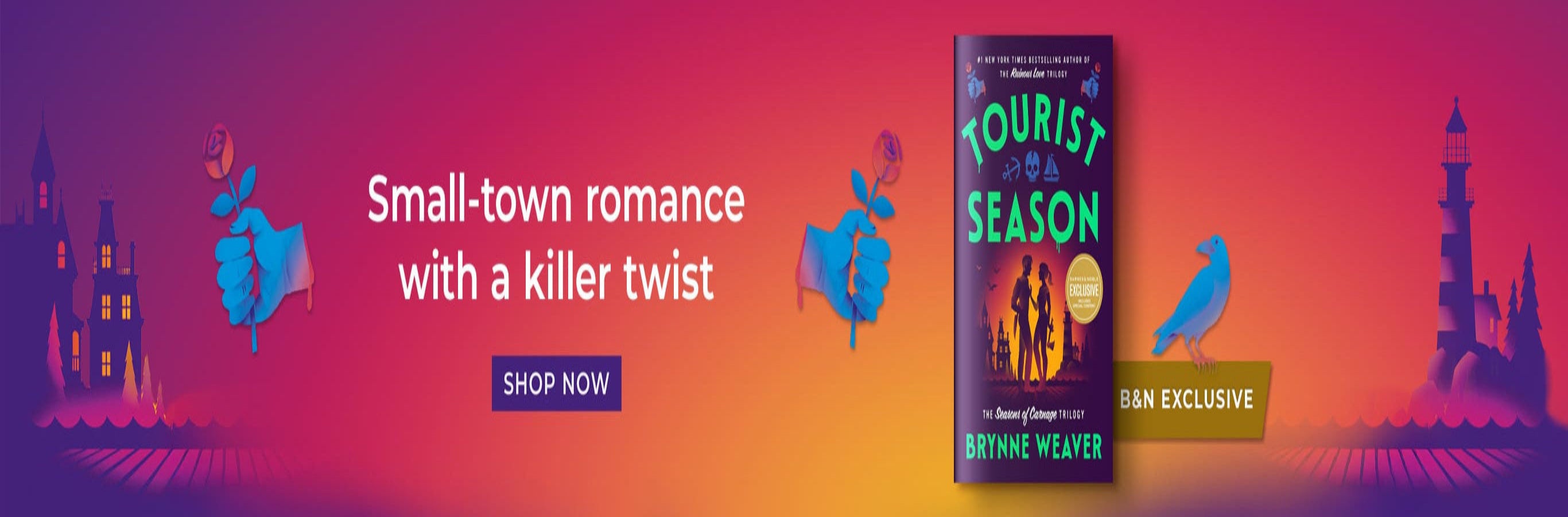 Book cover of 'Rough Season' with promotional text for small-town romance on a colorful background