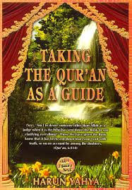 Book cover of 'Taking the Qur'an as a Guide' with decorative frame and nature scene