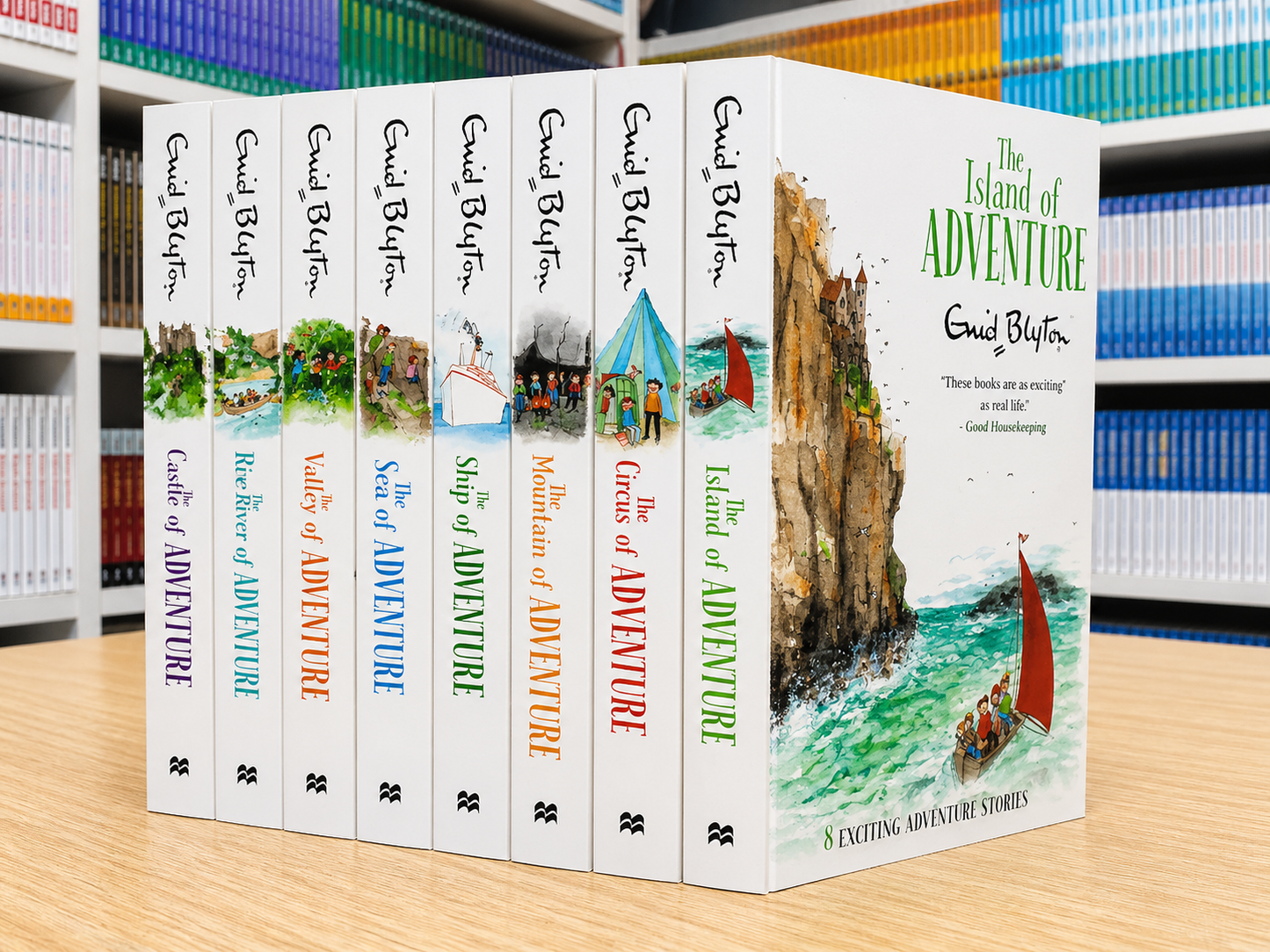 Enid Blyton: Adventure Series 8 book collection set: Island of Adventure, Castle of Adventure, Valley of Adventure, Sea of Adventure, Mountain of Adventure, Ship of Adventure, Circus of Adventure and River of Adventure