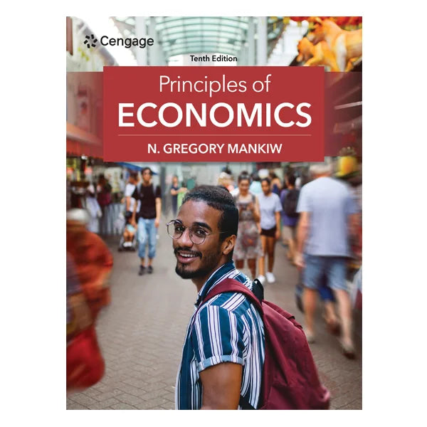 Book cover of 'Principles of Economics' by N. Gregory Mankiw with a person walking in the background.